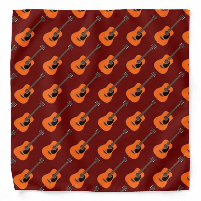 Acoustic Guitar Pattern on Maroon Bandana (Front)