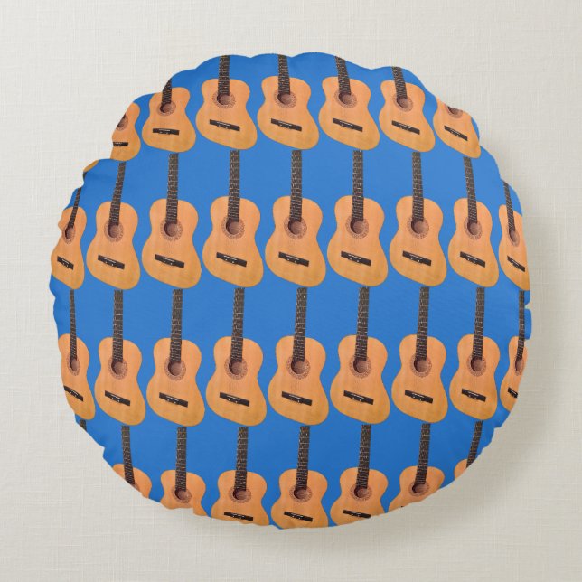 Acoustic Guitar Pattern Round Pillow (Front)