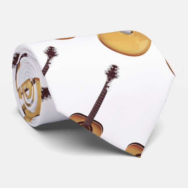 Acoustic Guitar pattern Tie (Rolled)