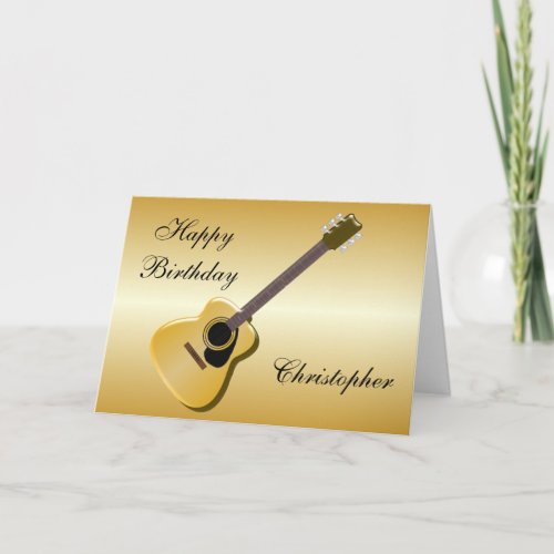 Acoustic Guitar Personalised Birthday Card