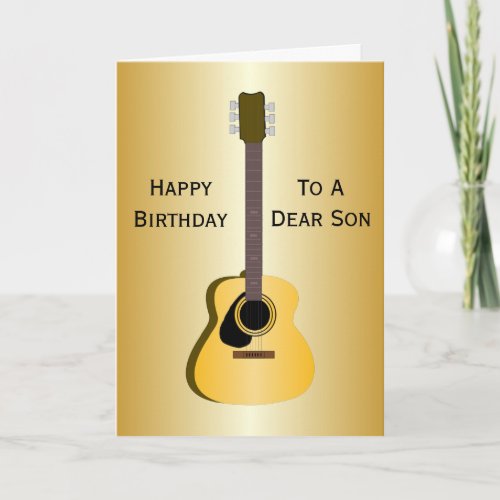 Acoustic Guitar Personalised Son Birthday Card