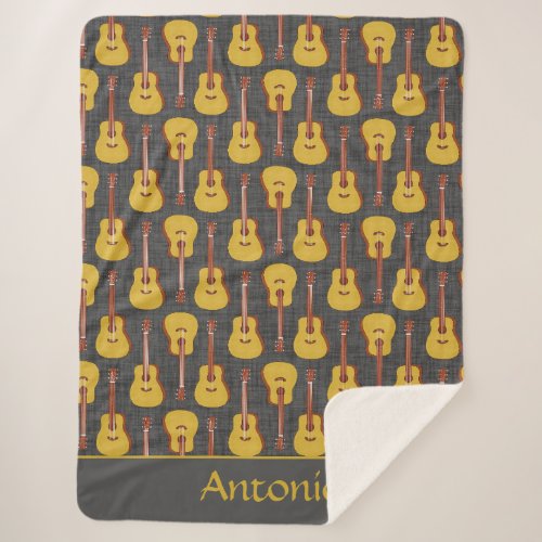Acoustic Guitar Personalized Sherpa Blanket