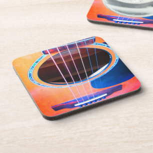 Acoustic Guitar Perspective Colors of Music Beverage Coaster