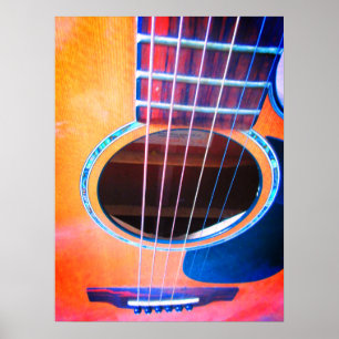 Acoustic Guitar Perspective Colors of Music Poster