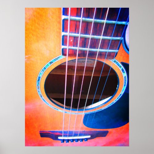 Acoustic Guitar Perspective Colors of Music Poster