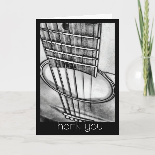 Acoustic Guitar Perspective Strings Thank You Card (Front)