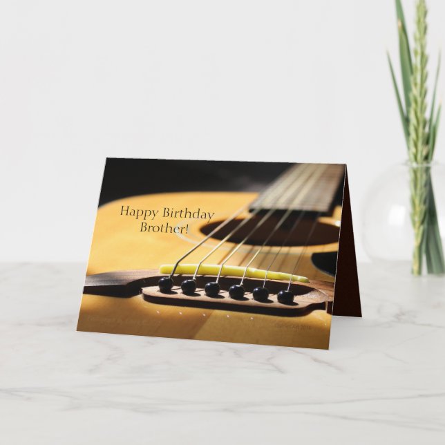 Acoustic Guitar Photograph, Happy Birthday Brother Card (Front)