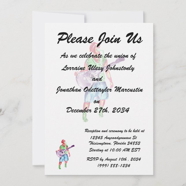 acoustic guitar player female singer musician invitation (Front)