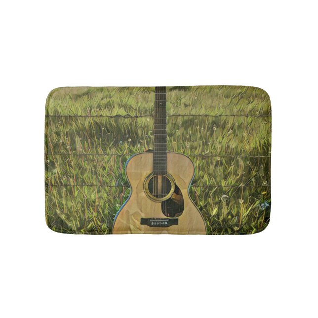 Acoustic guitar player gift bath mat (Front)