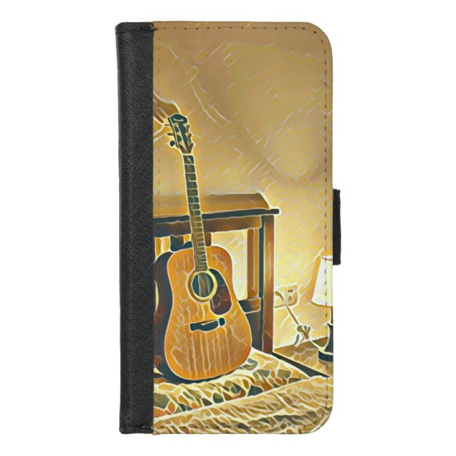 Acoustic guitar player gift iPhone wallet case (Front)
