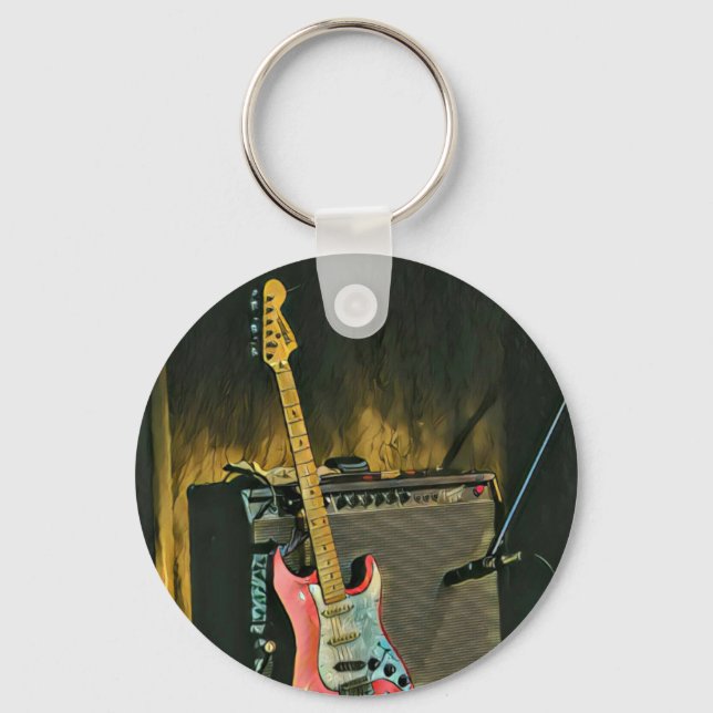 Acoustic guitar player gift keychain (Front)