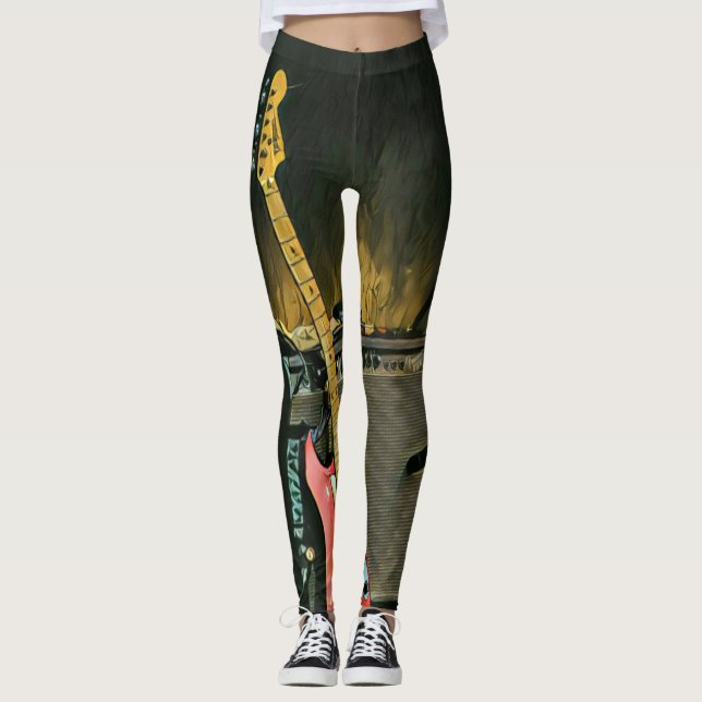 Acoustic guitar player gift leggings (Front)