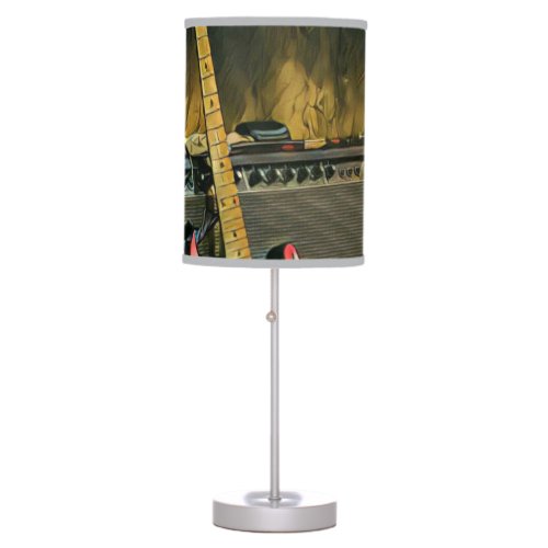 Acoustic guitar player gift table lamp