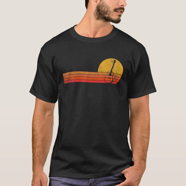 Acoustic Guitar Player Guitarist Musician Retro Su T-Shirt (Front)
