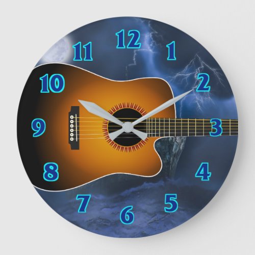 Acoustic Guitar Player Large Clock