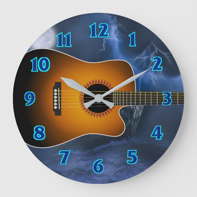 Acoustic Guitar Player Large Clock (Front)