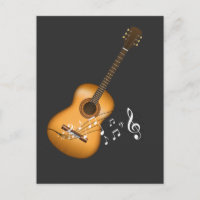 Acoustic Guitar Player Musical Notes Art Musician