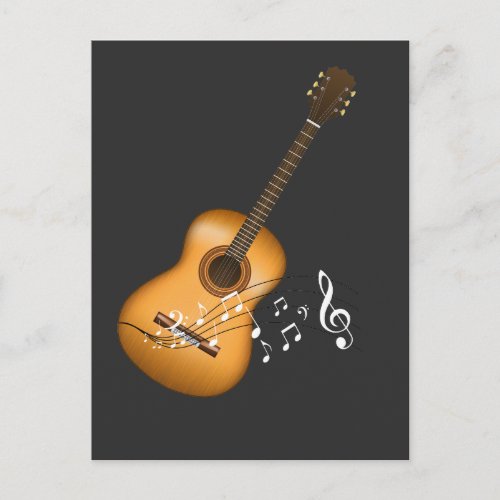 Acoustic Guitar Player Musical Notes Art Musician