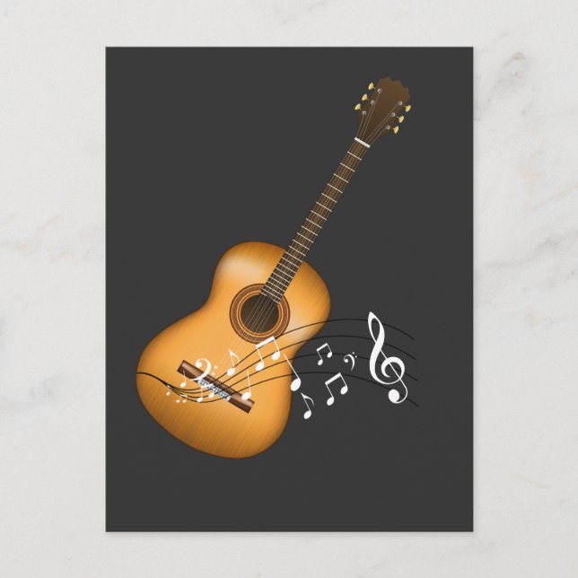 Acoustic Guitar Player Musical Notes Art Musician (Front)