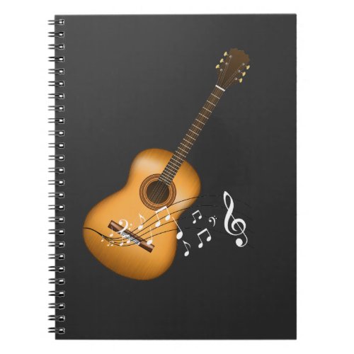 Acoustic Guitar Player Musical Notes Art Musician Notebook