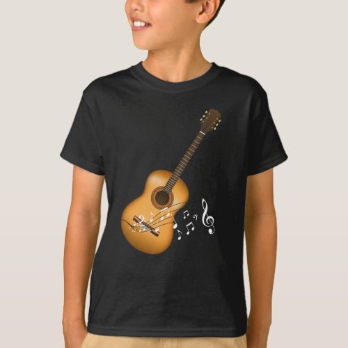 Acoustic Guitar Player Musical Notes Art Musician T_Shirt
