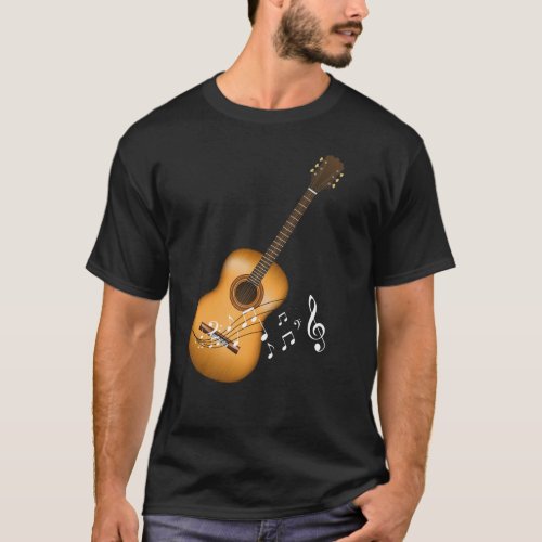 Acoustic Guitar Player Musical Notes Art Musician T_Shirt