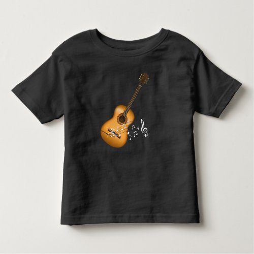 Acoustic Guitar Player Musical Notes Art Musician Toddler T_shirt