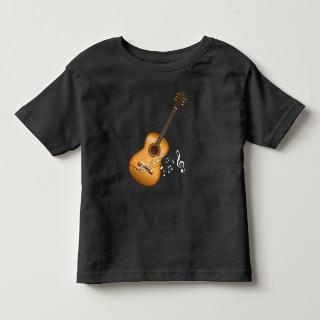 Acoustic Guitar Player Musical Notes Art Musician Toddler T-shirt (Front)
