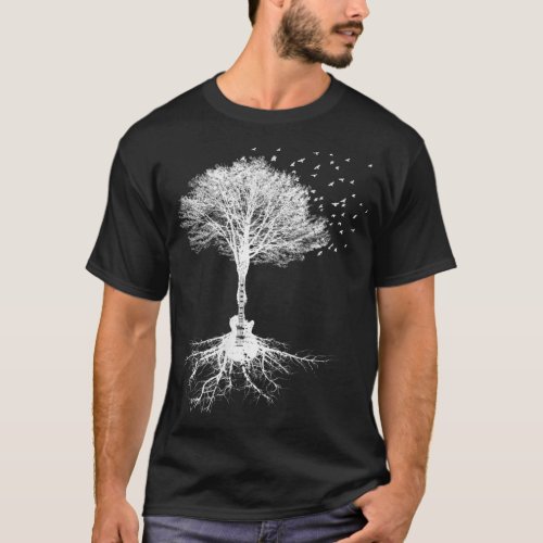 Acoustic Guitar Player Nature Tree Birthday Christ T_Shirt