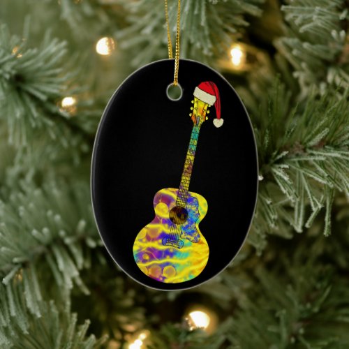Acoustic Guitar Psychedelic Ceramic Ornament