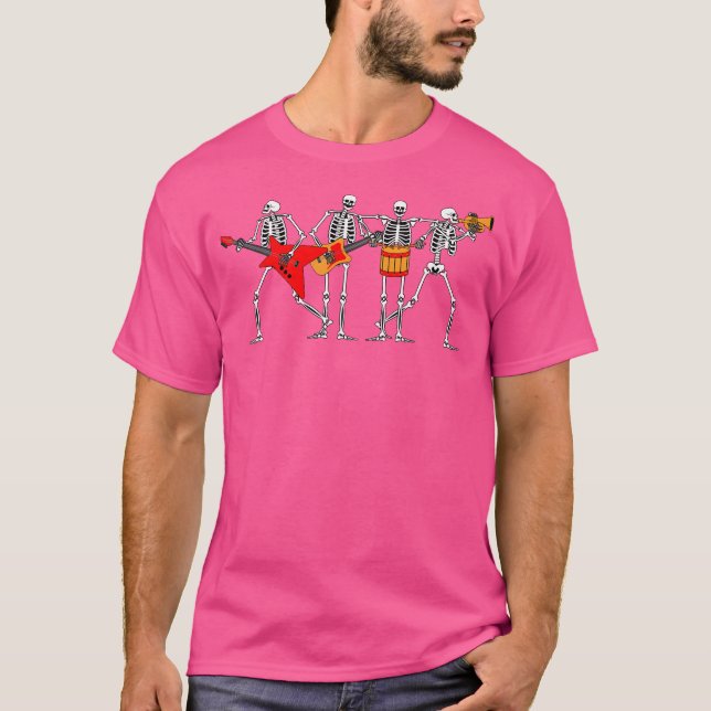 Acoustic Guitar Rock On Guitar Neck Acoustic Skelt T-Shirt (Front)