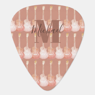 Acoustic guitar rustic monogram personalize guitar pick