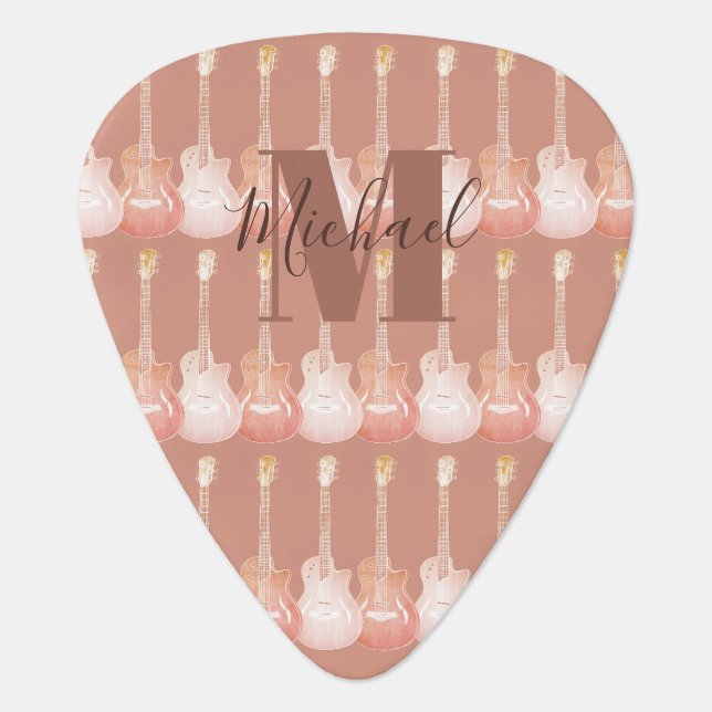 Acoustic guitar rustic monogram personalize pick (Front)