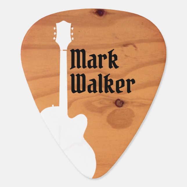 Acoustic Guitar Rustic Wood Name Initials Pick (Back)