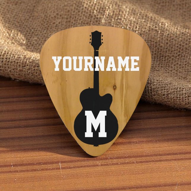 Acoustic Guitar Rustic Wood Name Monogram Guitar Pick (Creator Uploaded)