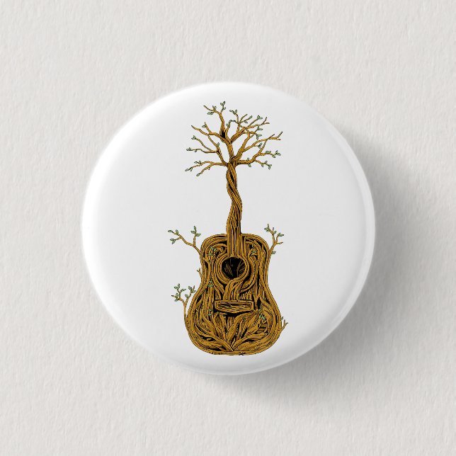 Acoustic Guitar Shirt Tree of Life Guitar Player G Button (Front)