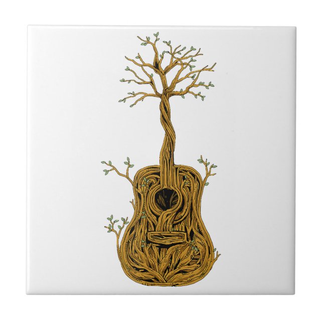 Acoustic Guitar Shirt Tree of Life Guitar Player G Ceramic Tile (Front)