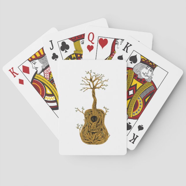 Acoustic Guitar Shirt Tree of Life Guitar Player G Poker Cards (Back)