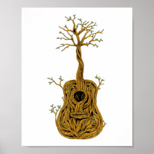 Acoustic Guitar Shirt Tree of Life Guitar Player G Poster