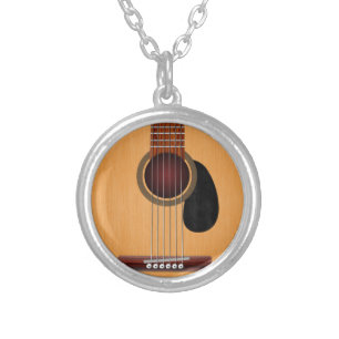 Acoustic Guitar Silver Plated Necklace