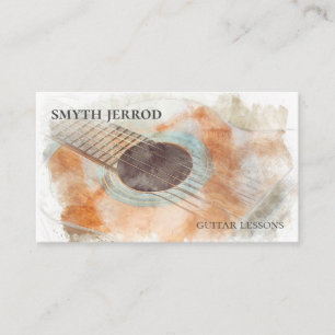 Acoustic Guitar Sketch Watercolor Business Card