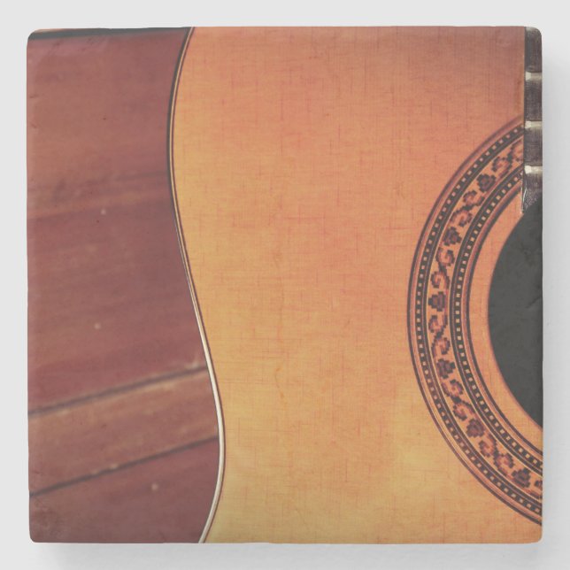 Acoustic Guitar Stone Coaster (Front)