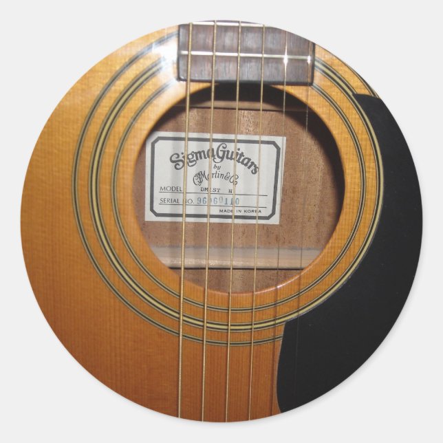  Acoustic Guitar Strings Sound Hole  Classic Round Sticker (Front)