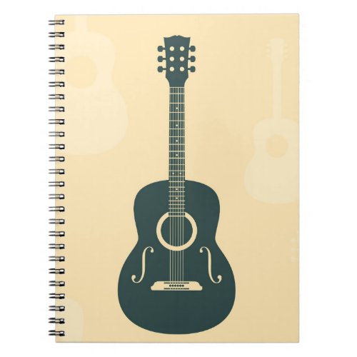 Acoustic guitar stylish retro music notebook