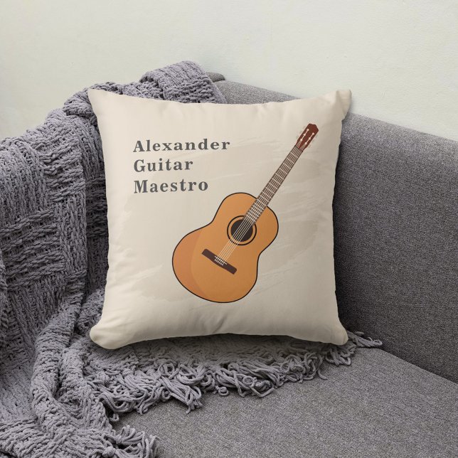 Acoustic Guitar Throw Pillow (Acoustic Guitar Pillow)