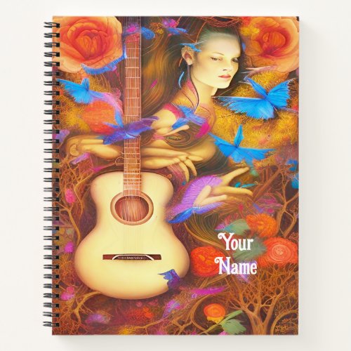 Acoustic Guitar Tree Life with Woman   Notebook