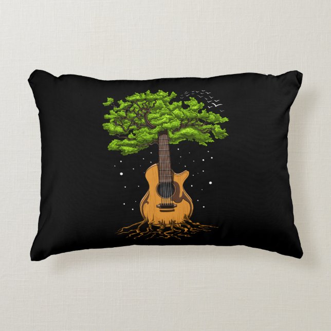 Acoustic Guitar Tree Of Life Accent Pillow (Front)