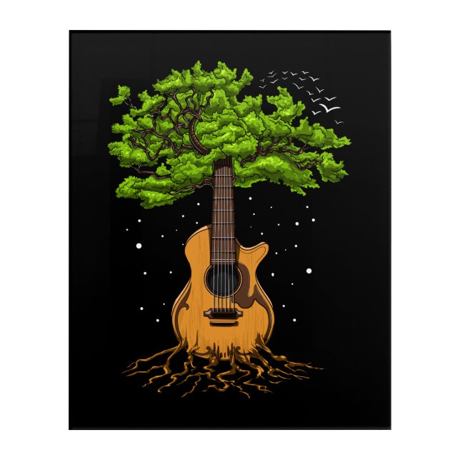 Acoustic Guitar Tree Of Life Acrylic Print (Front)