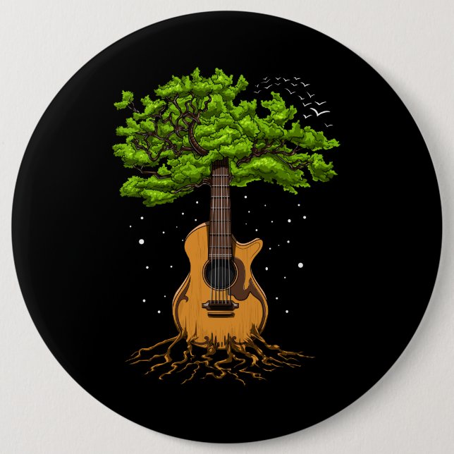 Acoustic Guitar Tree Of Life Button (Front)