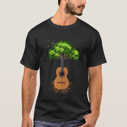 Acoustic Guitar Tree of Life Guitar Player Nature  T_Shirt